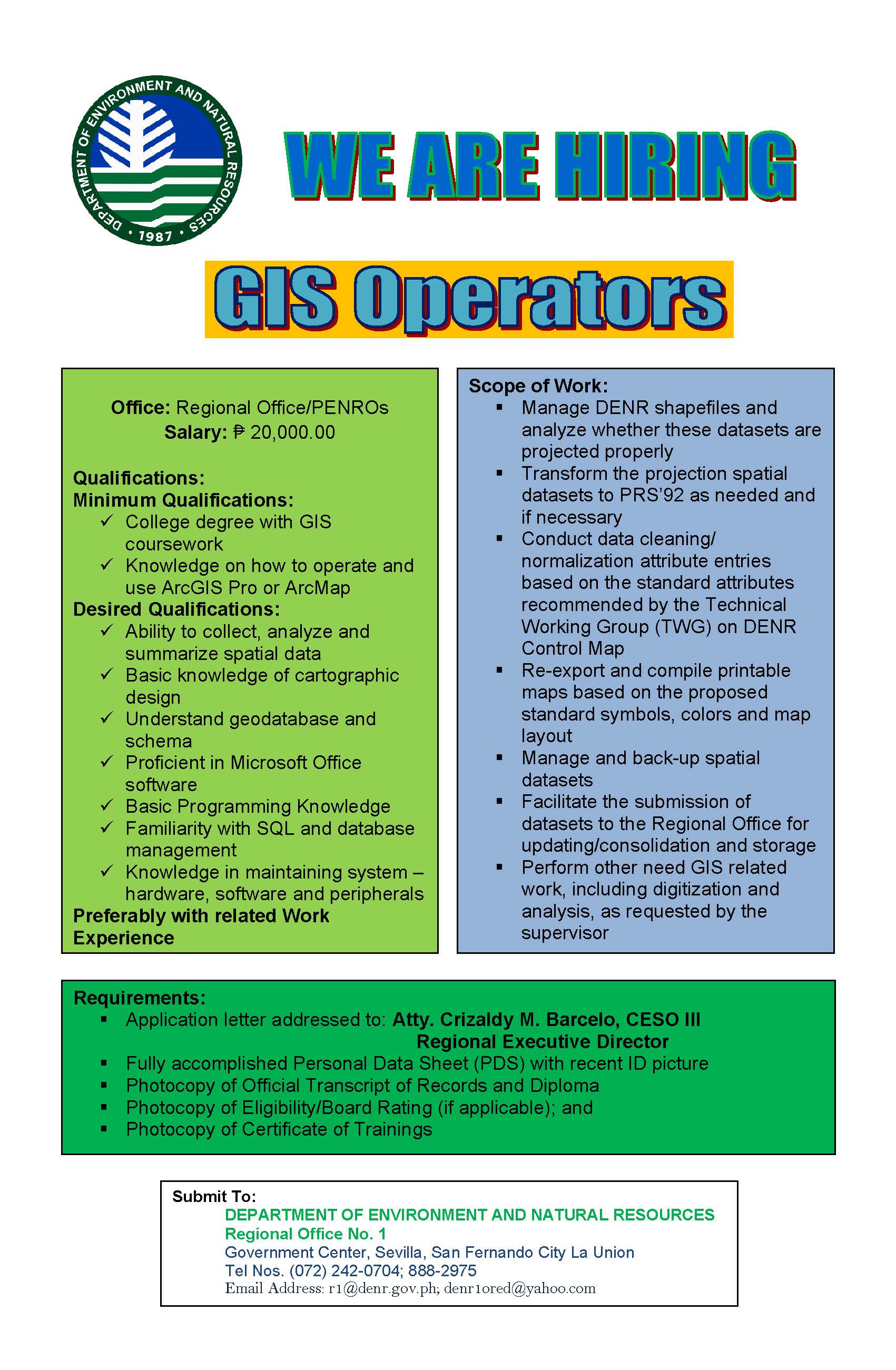 Hiring GIS Operators 2023